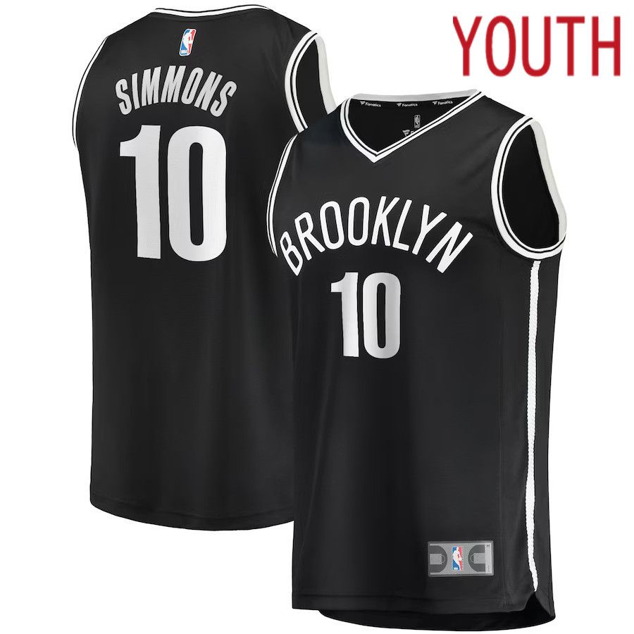 Youth Brooklyn Nets 10 Ben Simmons Fanatics Branded Black Fast Break Replica Player NBA Jersey
